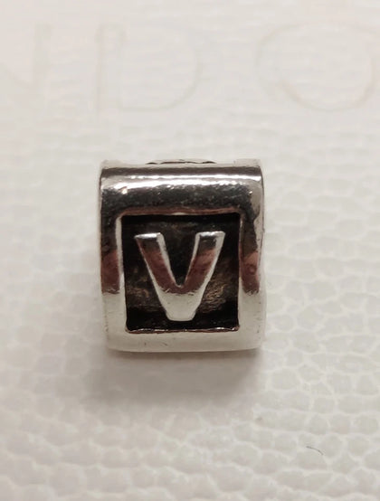Genuine Pandora Vintage Letter 'V' Charm #790323V ALE 925 -  Retired