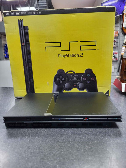 Playstation 2 Slimline Console, Black, Boxed and Memory card. No Pad.