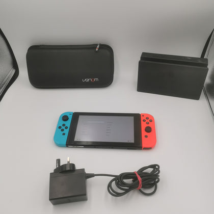 Nintendo Switch Console (HAC-001-01) - 32GB - Neon Red/Blue Joy-Con - Docking Station Included and charger