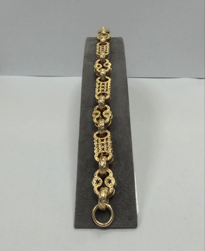 9ct Fancy Gents Bracelet , 25.6g - ** Hallmarked ** 21cm Length, 1cm Wide