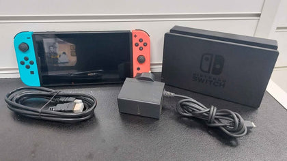 Nintendo Switch console 32GB+ neon red & blue joy-con with dock unboxed screen has scratches ref pic