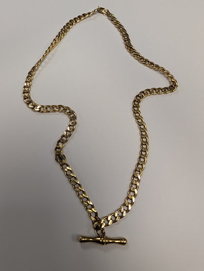 9ct Gold T-bar & 18” Chain