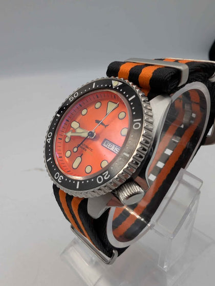 **DEAL** Heimdallr Sharkey SKX Automatic Divers Watch With Day/Date - Orange Dial - Unboxed With NATO Strap