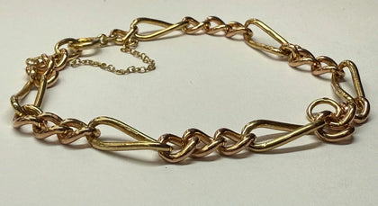 9ct Gold Figaro bracelet with safety chain