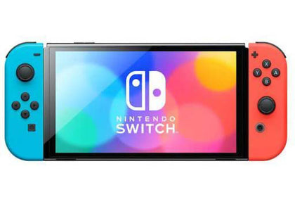 *Sale* Nintendo Switch OLED - Neon Blue/Neon Red with  64Gb Mem card, Among Us  & Minecraft Games