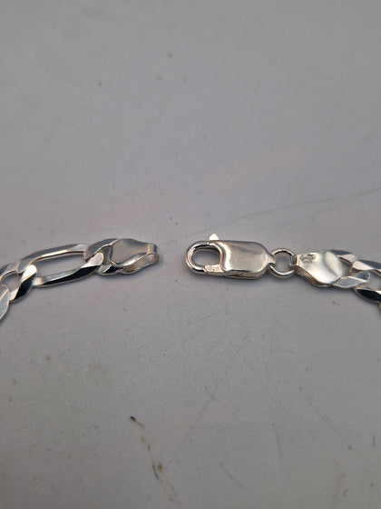 925 Sterling Silver 3 In 1 Figaro Bracelet - 9