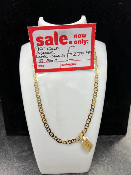 9ct Gold Anchor Link Chain, 8.56g