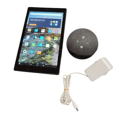 MANAGER'S SPECIAL Amazon Fire HD 10 9th Generation 32GB w/case and Echo Dot 4th generation Smart Speaker**Unboxed**