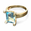 9ct Blue Topaz & Diamond ring size L