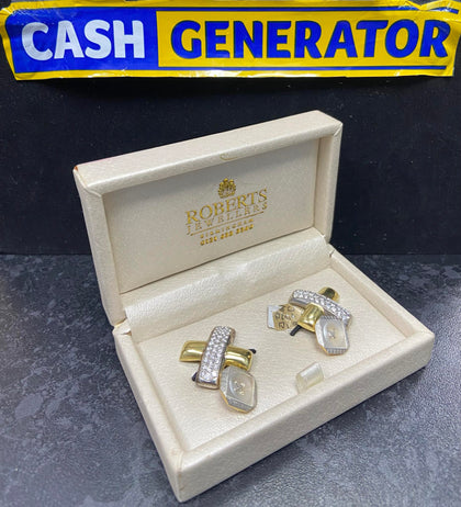 18ct Platinum Cuff Links 16.8g - With Authentic Diamonds