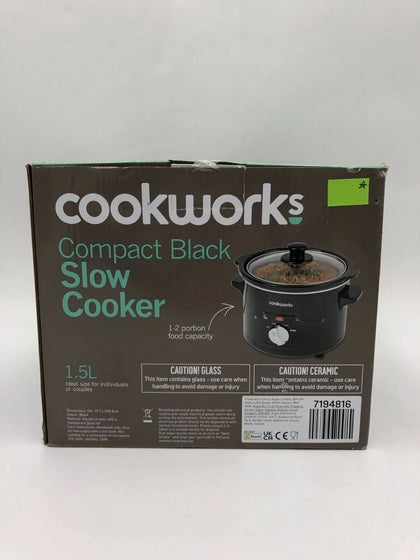 UNUSED Cookworks 1.5L Compact Slow Cooker - Black