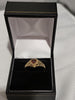 9ct Yellow Gold Filigree heart Ring with Red Stone - Size O - 1.59G