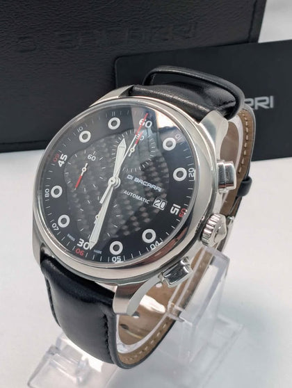 DI Bacarri Swiss Made Gents Automatic Chronograph Watch With Carbon Fibre Pattern Dial - Boxed -  in excellent condtion