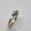 18ct Yellow Gold with 3 Diamonds Set In Platinum Trilogy Gold Ring - Size O