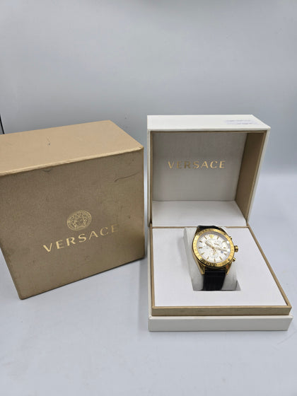 Versace Mens 44 mm V-Chrono Watch VEHB00219, Gold, V-Chrono