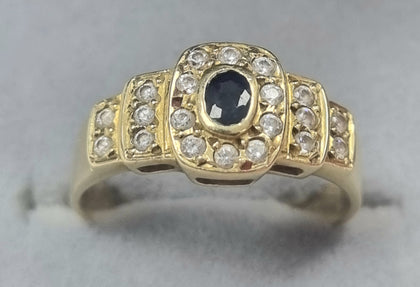 14ct Gold Sapphire/Diamond Ring size M