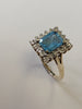 9ct Gold Diamond Ring With Large Blue Stone Size Q