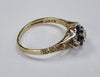 9ct gold flower ring blue stone Size N