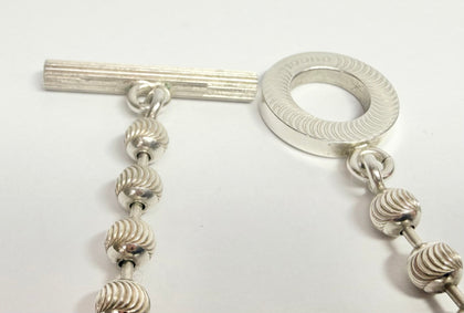 GUCCI BOULE SILVER STRIPE BEADED CHOKER NECKLACE
