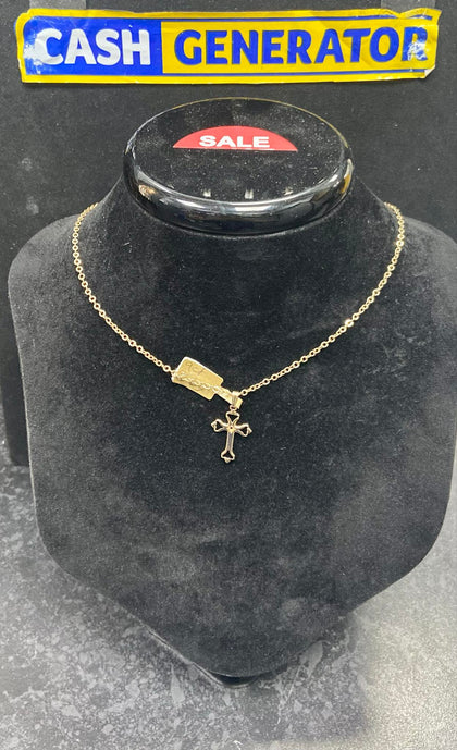 9ct Gold Chain and Cross Pendant 4.1g 20