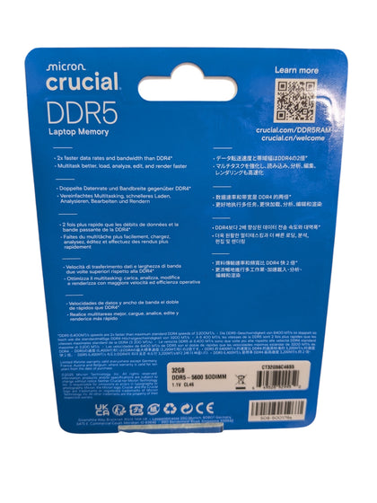 Micron Crucial DDR5 Laptop Memory 32gb 5600mt/s