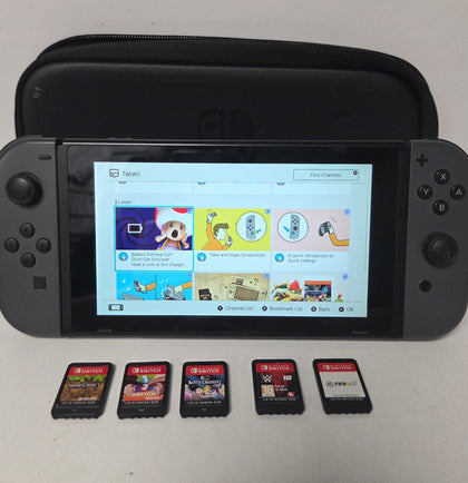 Nintendo Switch Console Grey & 5 Unboxed Games