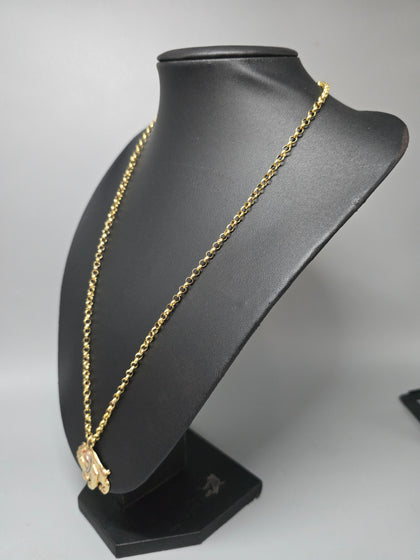 9ct Gold Necklace with Bull Dog Pendant Pendant 375 8.8G 20'' in Length