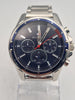***LIKE NEW*** Tonny hilfiger mens stainless steel quartz Chronograph Watch With blue dial, extra links and box