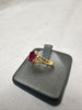 18ct Yellow Gold Pinky/Red and Clear Gem Ring Size K