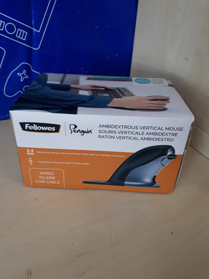 Fellowes 9894601 Medium Penguin Ambidextrous Vertical Mouse - Wired.