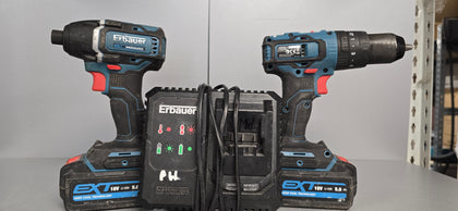 Erbauer 18V Li-Ion Ext Cordless Combi Drill & Impact Driver (2 x 2Ah) - EID18-Li - Refurbished