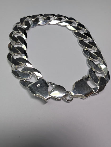 New Silver Curb 9.5” Bracelet