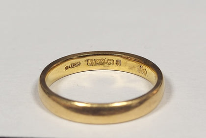 22ct Yellow Gold Band Ring - 3.59G - Size L - Hallmarked