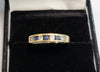 9CT - Yellow Gold Band Ring With Black And White Cubic zirconia Stones - 1.64g - size K - Hallmarked