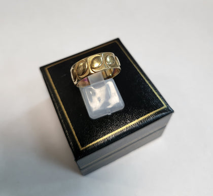 9ct Yellow Gold Patterned Band Ring - Size O/P - 4.47g