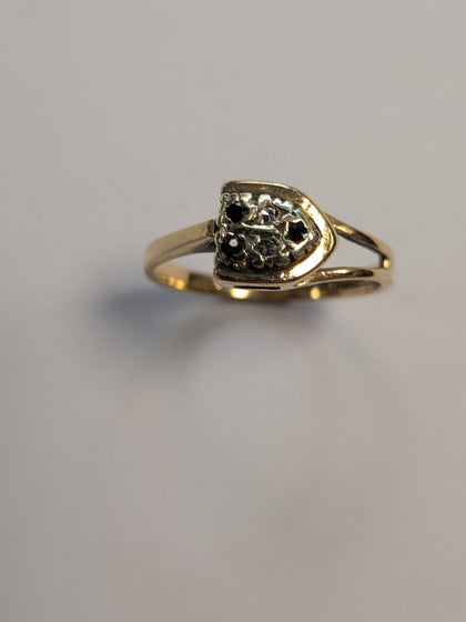9ct Gold Black Stone & Diamond Ring Size M