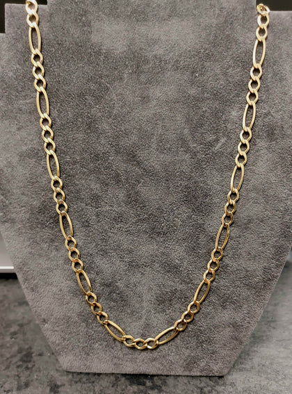 9ct Yellow Solid Gold Figaro Chain 24
