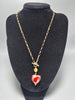 9ct Gold Necklace 10.1G with Hart Pendant Murano Glass 18'' in Length