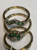 9ct Yellow Gold 3 Ring Set with Green & Clear Stones - Size range N-O - 5.47g total