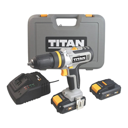 Titan Combi Drill Driver Set Cordless 18V 2Ah Li-Ion Batteries Charger Case