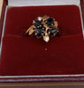 9ct Gold Ring With Blue Stones 3.8g Size-N 1/2