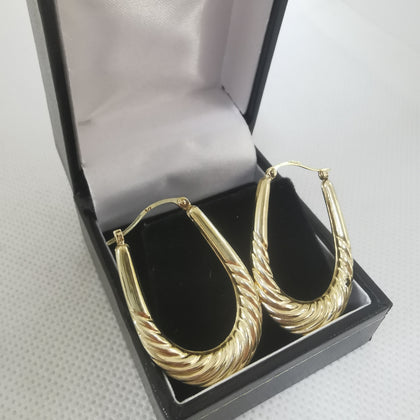 9k Gold Hoop Set of Earrings, 375 Hallmarked, 2.07Grams, Box Included