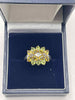 9ct White Gold Ring with Green & Yellow stones