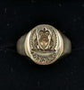 375 9CT HALLMARKED, YELLOW GOLD, SIGNET 'FORWARD' RING, SIZE:M, 8.0G, BOXED