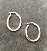 9ct White Gold Oval Hoop Earrings