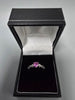 9ct White Gold Ring 375 pink stone Dia 1.4G Size M