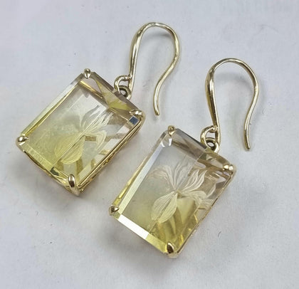 9ct Gold Bi Colour Quartz Earrings