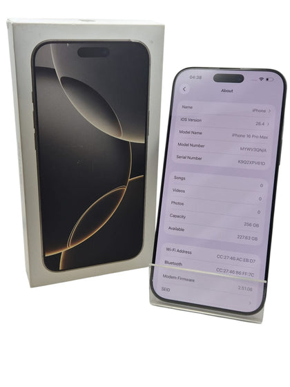 Apple iPhone 16 Pro Max Titanium 256GB - 2 YEAR WARRANTY