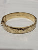 9ct Yellow Gold Patterned Hinged Bangle - 17.22g - Hallmarked