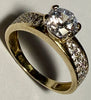 9CT Gold Ring with Clear Stones Size O